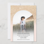 Invitation Arc boho moderne or chic rose 4 graduation photo (Dos)