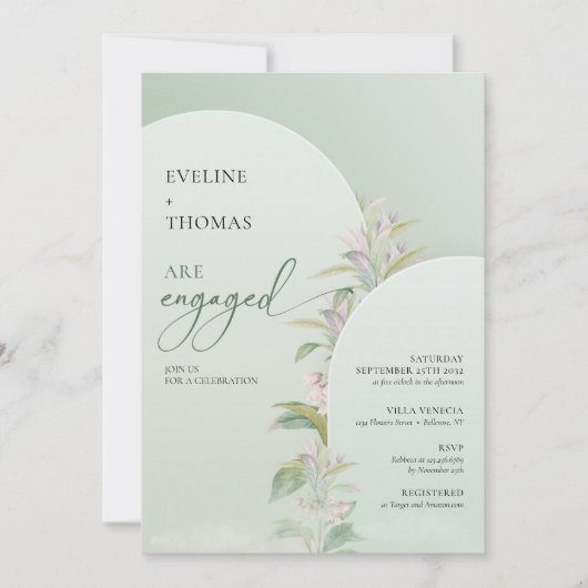 Invitation Arc boho moderne verdure eucalyptus floral (Devant)