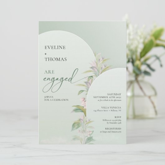Invitation Arc boho moderne verdure eucalyptus floral (Debout devant)