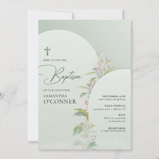 Invitation Arc boho printemps vert eucalyptus floral (Devant)