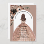 Invitation Arc Boho rose Floral Quinceañera (Devant / Derrière)