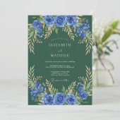 Invitation Arc botanique Deep Blue pour mariage (Debout devant)