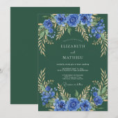 Invitation Arc botanique Deep Blue pour mariage (Devant / Derrière)