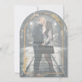 Invitation Arc botanique d'or Faux Vellum Mariage photo (Devant)