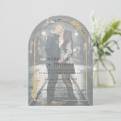 Invitation Arc botanique d'or Faux Vellum Mariage photo (Debout devant)