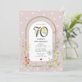 Invitation Arc botanique fleuri 70e fête d'anniversaire (Debout devant)