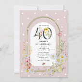 Invitation Arc botanique floral 40e fête d'anniversaire (Devant)