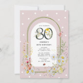Invitation Arc botanique floral 80e fête d'anniversaire (Devant)