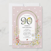 Invitation Arc botanique floral 90e fête d'anniversaire (Devant)