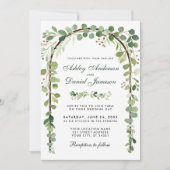 Invitation Arc botanique mariage Eucalyptus vert bois (Devant)