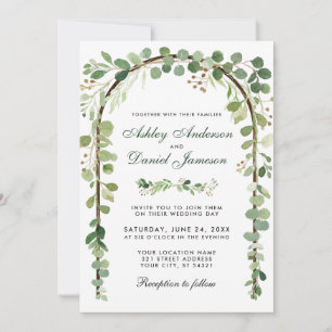 Invitation Arc botanique mariage Eucalyptus vert bois