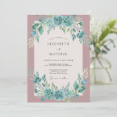 Invitation Arc botanique sarcelle Fleurir Mariage (Debout devant)