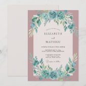 Invitation Arc botanique sarcelle Fleurir Mariage (Devant / Derrière)