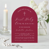 Invitation Arc Bourgogne Première Communion Simple Script Gir