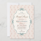 Invitation Arc bow vintage bleu pastel rose BAPTÊME (Devant)