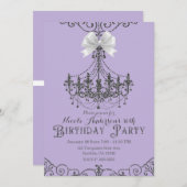 Invitation Arc Bowanniversaire argent violet blanc Tout âge (Devant / Derrière)