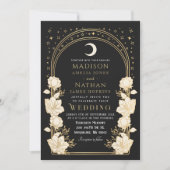 Invitation Arc céleste noir Art Nouveau Code QR Mariage (Devant)