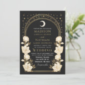 Invitation Arc céleste noir Art Nouveau Code QR Mariage (Debout devant)