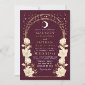 Invitation Arc céleste rouge Art Nouveau Code QR Mariage (Devant)