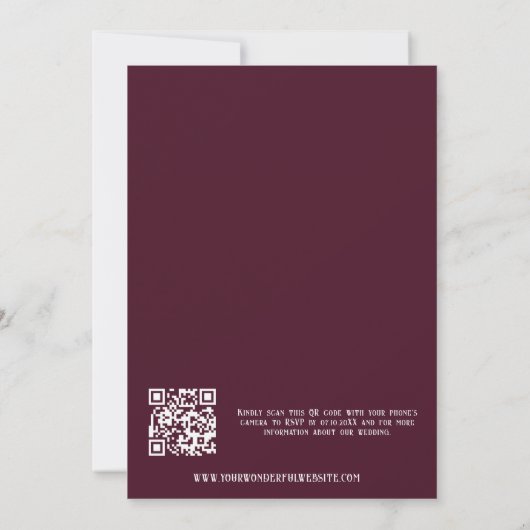 Invitation Arc céleste rouge Art Nouveau Code QR Mariage (Dos)