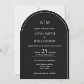 Invitation Arc Classy Élégant Simple Minimal Mariage noir (Devant)