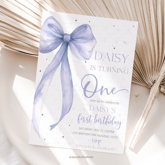 Invitation Arc Coquette Violet 1er Anniversaire