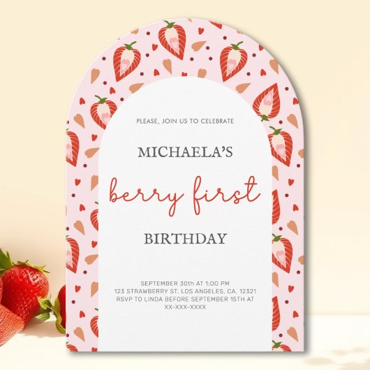 Invitation Arc d'anniversaire de la Berry Rouge rose