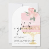 Invitation Arc d'anniversaire rose moderne Gâteau 80ème parti (Devant)