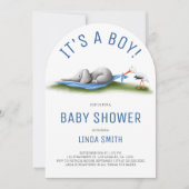 Invitation Arc de Baby shower bleu petit éléphant (Devant)