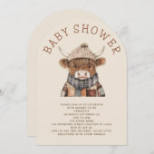 Invitation Arc de Baby shower de Crème de Vache de Highland (Devant / Derrière)