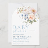 Invitation Arc de Baby shower Floral Bleu Hargrove (Devant)