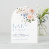 Invitation Arc de Baby shower Floral Bleu Hargrove (Debout devant)