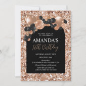 Invitation Arc de ballon en or noir et Rose (Devant)