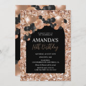 Invitation Arc de ballon en or noir et Rose (Devant / Derrière)