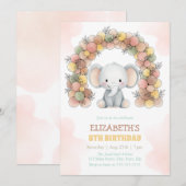 Invitation Arc de ballons éléphant mignon pour fête d'anniver (Devant / Derrière)