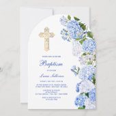 Invitation Arc de Baptême aux Hortensias Bleus (Devant)