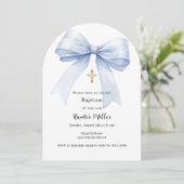 Invitation Arc de baptême bleu garçon (Debout devant)