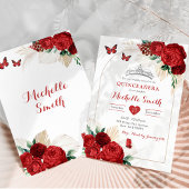Invitation Arc de Bohême Roses Rouges Royal Quinceañera