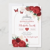 Invitation Arc de Bohême Roses Rouges Royal Quinceañera (Devant)