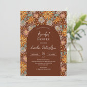 Invitation Arc de boho super rétro pourpre rouge oranges fleu (Debout devant)