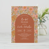 Invitation Arc de boho super rétro rose orange (Debout devant)