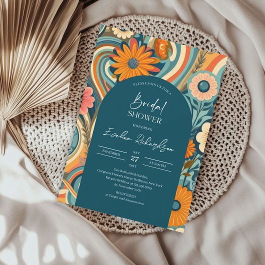 Invitation Arc de boho super rétro rose orange