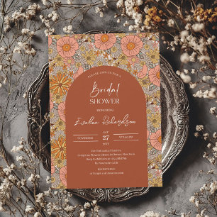 Invitation Arc de boho super rétro rose orange