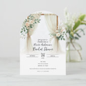 Invitation Arc de bois floral verdure roses Baby Shower (Debout devant)