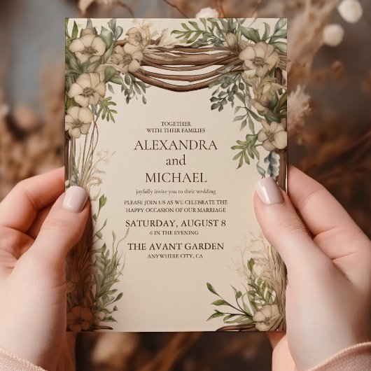 Invitation Arc de bois Mariage botanique russe