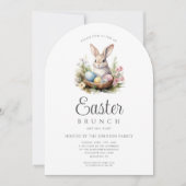 Invitation Arc de brunch de Pâques de lapin mignon (Devant)