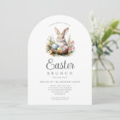 Invitation Arc de brunch de Pâques de lapin mignon (Debout devant)