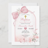 Invitation Arc de cabot rose rousse premier anniversaire et l (Devant)