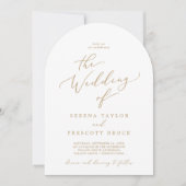 Invitation Arc De Calligraphie Or Délicat Tout En Un Mariage (Devant)