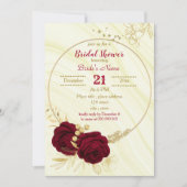Invitation arc de cercle fleuri en or bordeaux marbre nuptial (Devant)